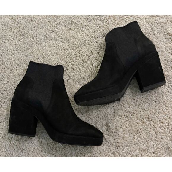 Eileen Fisher Gray Black Block Heel Chunky Booties Size 11 - Picture 1 of 7